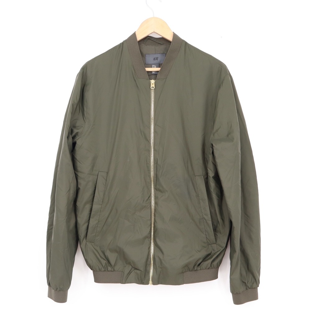 HM Mens Bomber Jacket Olive Green Full Zip Lightweight Coat 36R